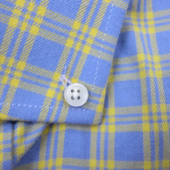 NWT Oliver Ridley Frank Plaid LS Sport Shirt in Periwinkle Blue 17.5x36 XL NEW - Picture 4 of 6